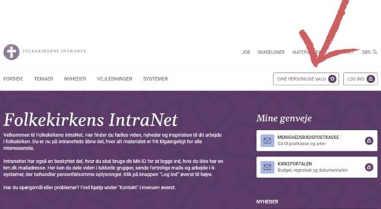 Personlige indstillinger på intranet